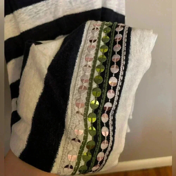 Tory Burch Black and White Striped Tank Top - Picture 3 of 4